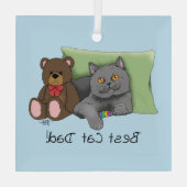 Vaderdag Grey Cat Glas Ornament (Achterkant)