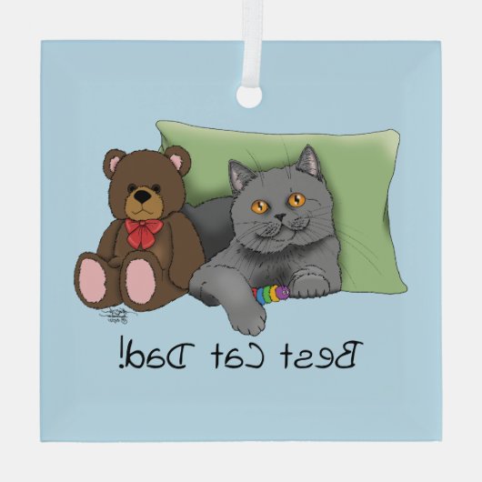 Vaderdag Grey Cat Glas Ornament (Achterkant)