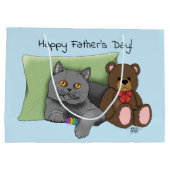 Vaderdag Grey Cat Groot Cadeauzakje (Achterkant)