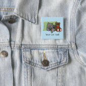 Vaderdag Grey Cat Vierkante Button 5,1 Cm (In situ)