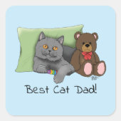 Vaderdag Grey Cat Vierkante Sticker (Voorkant)