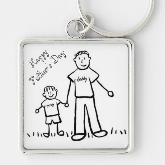 Vaderdag Grote Premium Square Sleutelhanger (Voorkant)