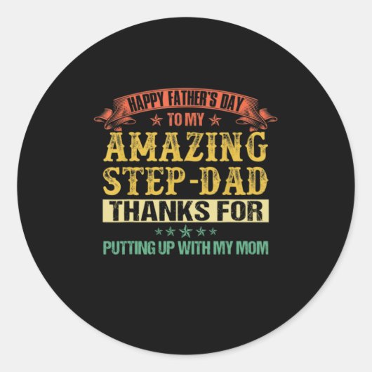 Vaderdag | Happy Vaderdag to Step Dad Ronde Sticker (Voorkant)