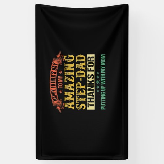 Vaderdag | Happy Vaderdag to Step Dad Spandoek (Verticaal)