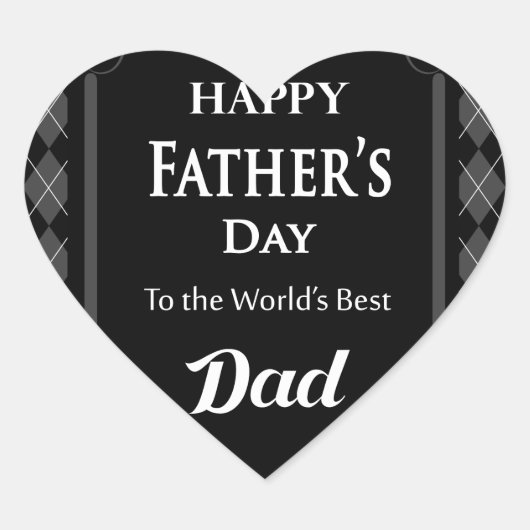 Vaderdag - "Happy Vaderdag" zwart/grijs Hart Sticker (Voorkant)