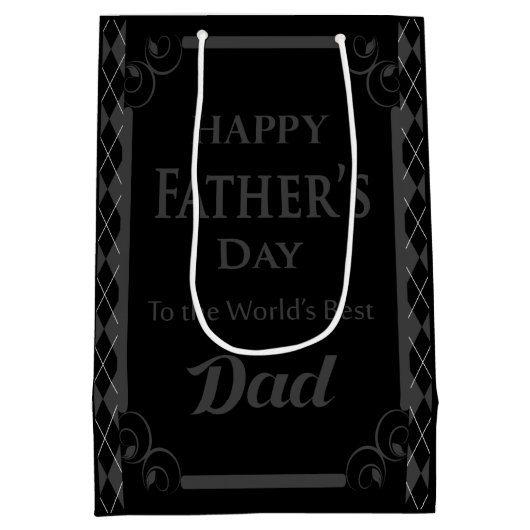 Vaderdag - "Happy Vaderdag" zwart/grijs Medium Cadeauzakje (Achterkant)