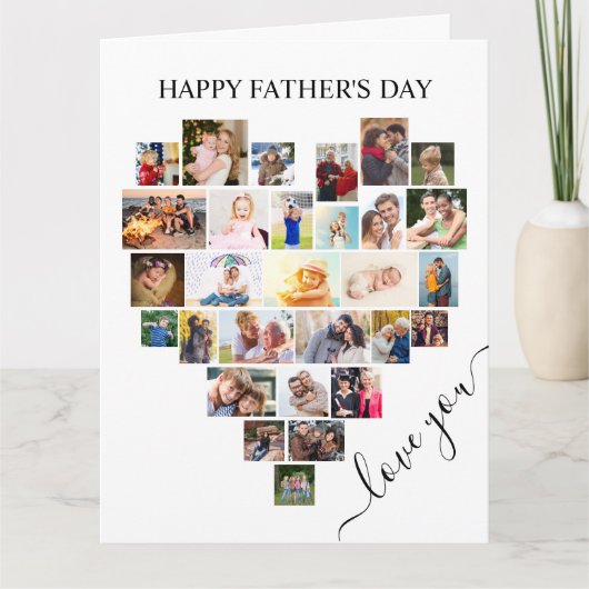 Vaderdag Hart Photo Collage Love Script Kaart (Voorkant)