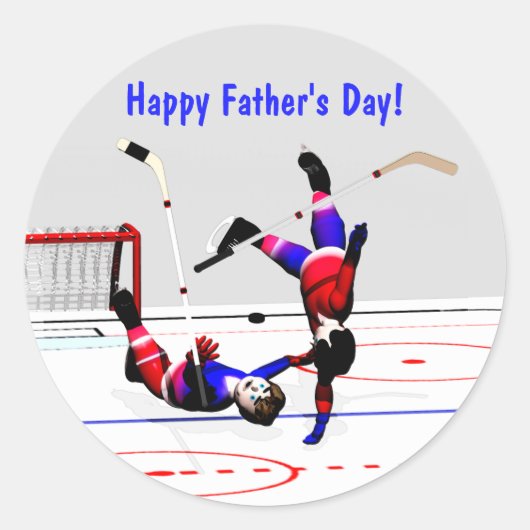 Vaderdag Hockey Game Ronde Sticker (Voorkant)
