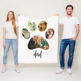Vaderdag Hond Pa   5 Paw Print Fotocollage Fleece Deken