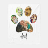 Vaderdag Hond Pa | 5 Paw Print Fotocollage Fleece Deken (Voorkant)