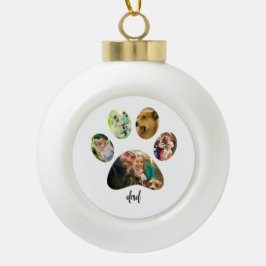 Vaderdag Hond Pa | 5 Paw Print Fotocollage Keramische Bal Ornament