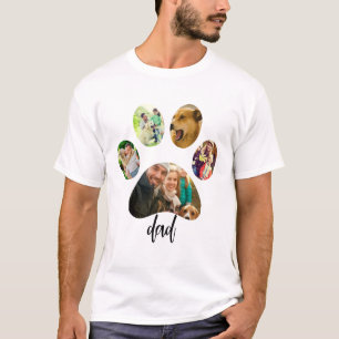 Vaderdag Hond Pa 5 Paw Print Fotocollage T-shirt