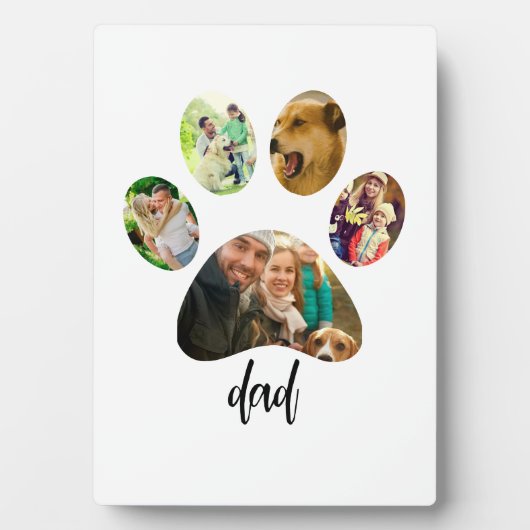 Vaderdag Hond Papa | 5 Pootafdruk Foto Collage Fotoplaat (voorkant)