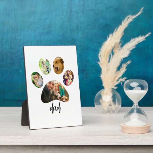 Vaderdag Hond Papa | 5 Pootafdruk Foto Collage Fotoplaat (Zijkant)