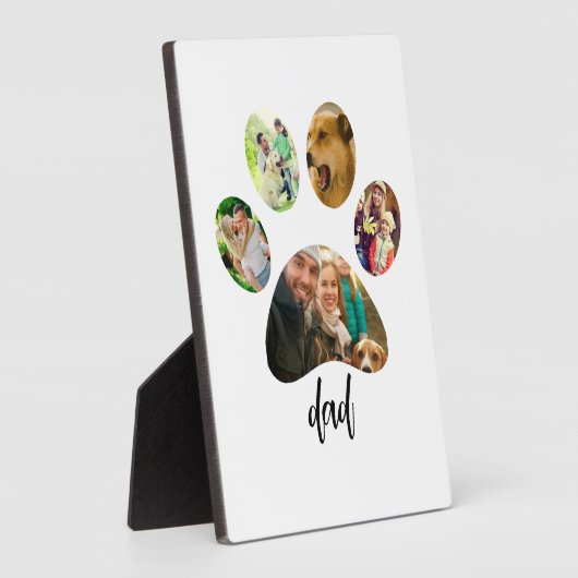 Vaderdag Hond Papa | 5 Pootafdruk Foto Collage Fotoplaat (Zijkant)