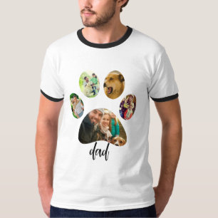 Vaderdag Hond Papa   5 Pootafdruk Foto Collage T-shirt
