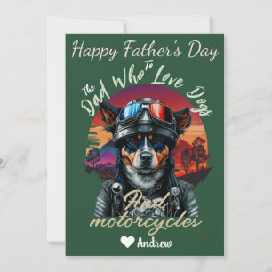 Vaderdag, honden vader, motorfietsen, eenvoudig mo feestdagenkaart
