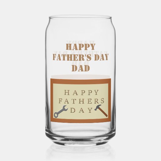 Vaderdag houten teken aangepaste bericht blikvorm glas (Achterkant)
