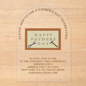 Vaderdag houten teken douane acryl uitnodigingen (Voorkant)