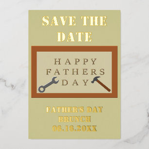 Vaderdag Houten Teken Douane Sla de Datum op Folie Feestdagenkaart