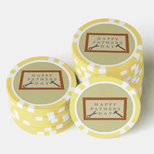 Vaderdag houten teken poker chips