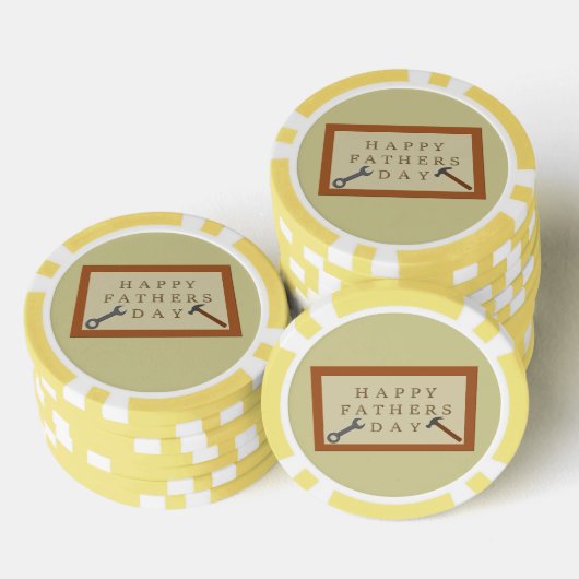 Vaderdag houten teken poker chips (Opstapeling)