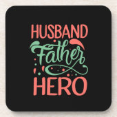 Vaderdag Husband Father Hero Bier Onderzetter (Voorkant)