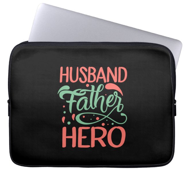 Vaderdag Husband Father Hero Laptop Sleeve (Voorkant)