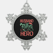 Vaderdag Husband Father Hero Tin Sneeuwvlok Ornament (Voorkant)
