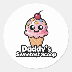 Vaderdag Ice Cream Scoop Peuter Meisje Pap Ronde Sticker