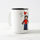 Vaderdag "Ik hou van papa", twee gekleurde mok. Tweekleurige Koffiemok (Voorkant links)