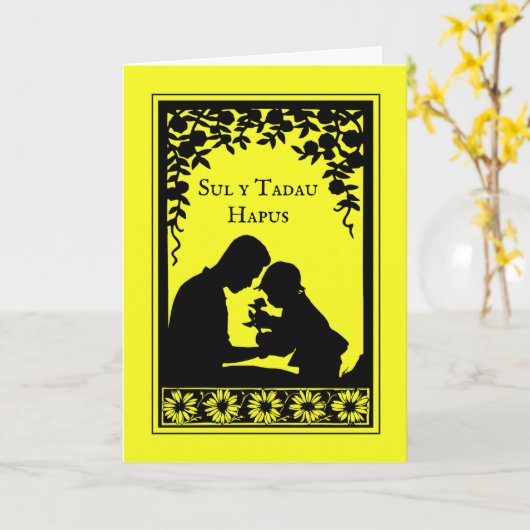 Vaderdag in Welsh Sul y Tadau Hapus Kaart (Gele Bloem)