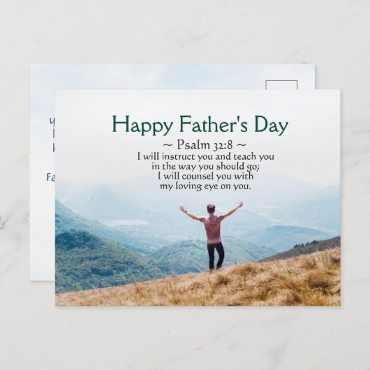 Vaderdag, Inspirerend Bijbel Verse Psalm 32:8 Briefkaart (Voorkant / Achterkant)