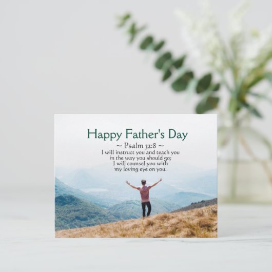 Vaderdag, Inspirerend Bijbel Verse Psalm 32:8 Briefkaart (Staand voorkant)