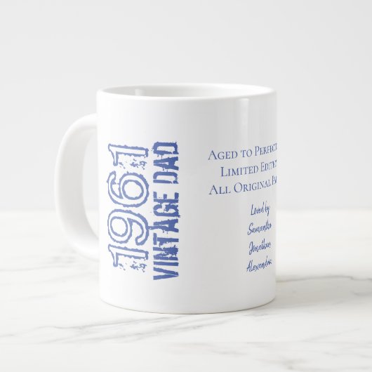 Vaderdag jaar foto blauw grote koffiekop (Links)