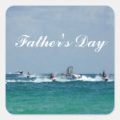 Vaderdag Jet Skiën Vierkante Sticker (Voorkant)