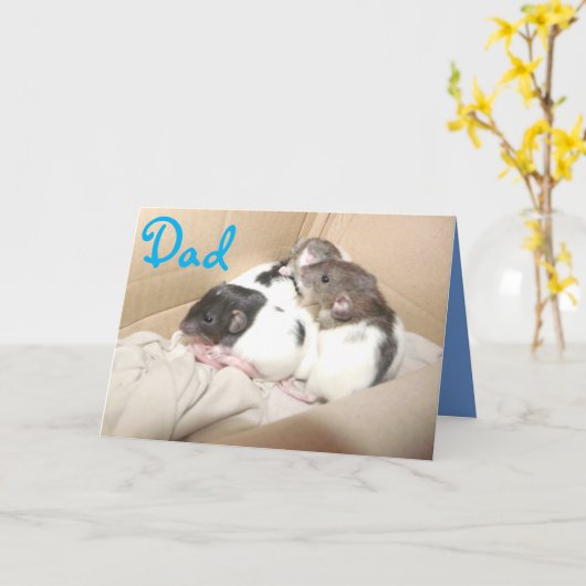 Vaderdag kaart (baby ratten) (Gele Bloem)