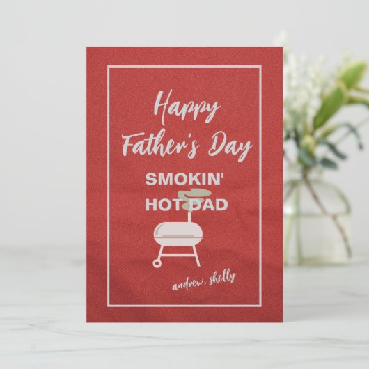 Vaderdag Kaart gepersonaliseerd - Smokin' Hot Dad (Staand voorkant)