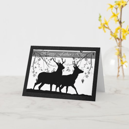 Vaderdag kaart, met Deer Silhouette Kaart (Gele Bloem)