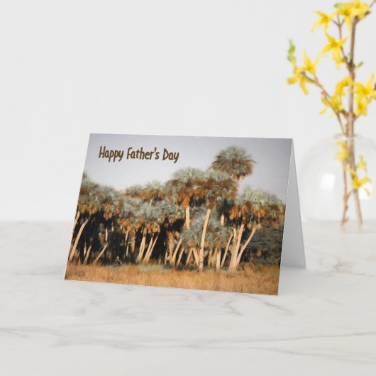 Vaderdag Kaart met geverfd, bewerkt, palmbomen (Gele Bloem)