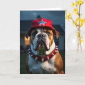 Vaderdag kaart met hond met barnsteenkleurige ogen (Gele Bloem)