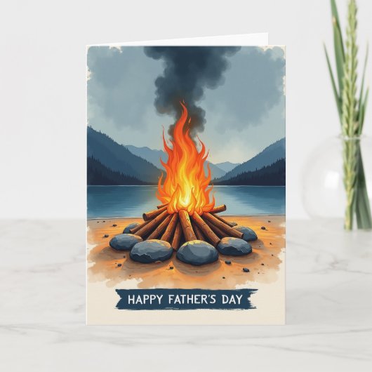 Vaderdag kaart met kampvuur (Voorkant)