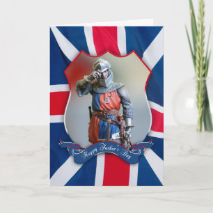 vaderdag kaart met ridder en Union Jack