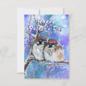 Vaderdag Kaart met Schattigee mussen in de winter (Achterkant)