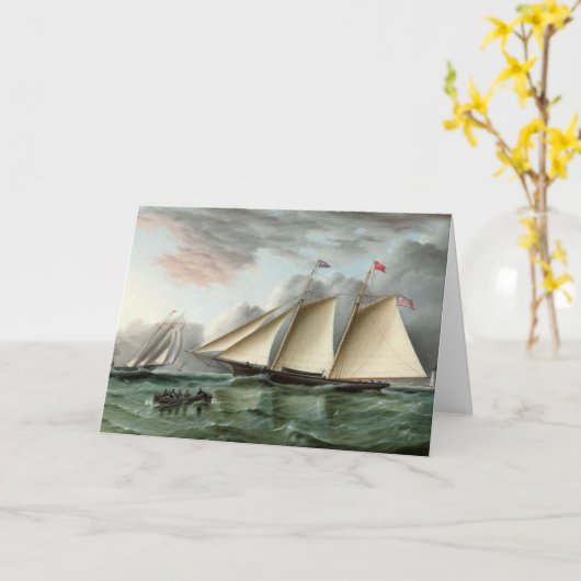 Vaderdag Kaart met Schooner (Gele Bloem)