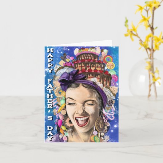 Vaderdag Kaart met Speelse Vrouw - Grappig (Gele Bloem)