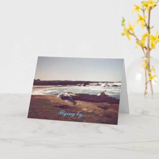 Vaderdag kaart met vliegende meeuw (Gele Bloem)