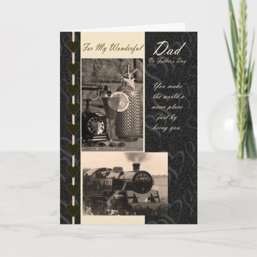 Vaderdag Kaart Pap, met de trein (Voorkant)