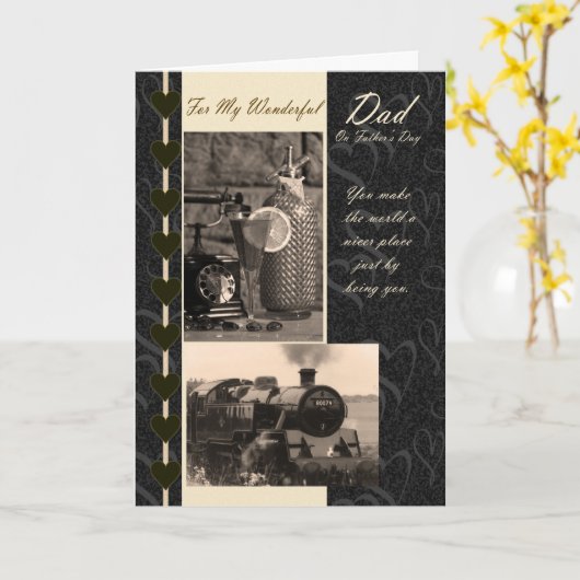 Vaderdag Kaart Pap, met de trein (Gele Bloem)