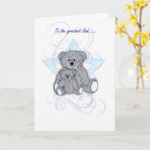 Vaderdag Kaart, pap, twee kleine teddyberen Kaart (Gele Bloem)